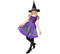 amscan - Disfraz de bruja morada para mujer, talla 6-20