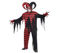amscan Disfraz de bufón demente para hombres (844206-55), color negro, Size-Plus-X Large (844206)
