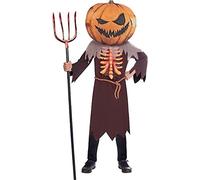amscan Disfraz infantil de Scary Pumpkin Big Head de 6 a 8 años, sólido, color marrón/naranja, small (9907139)