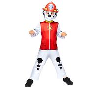 amscan-Disfraz Paw Patrol Marshall Good Talla 3-4 Años Niño, ajedrez, Color Rojo, Blanco y Negro, (9909115)