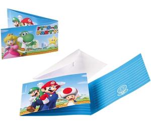 AMSCAN EUROPE GMBH Juego de 8 invitaciones y sobres Super Mario Bros para cumpleaños infantil o fiesta temática, tarjetas de invitación para niños Luigi Toad
