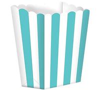 Amscan falksson - Cajas para merienda Rayas, 5 Piezas de Color Turquesa