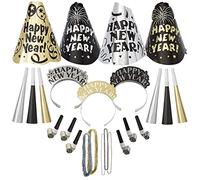 Amscan Fantasy - Kit de fiesta de Año Nuevo para 100, incluye sombreros, tiaras y collares de cuentas