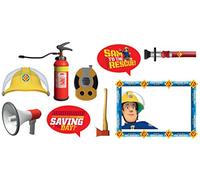 amscan- Fireman Sam Accesorios para Fotos con Sombrero y Hacha de Bombero (9 Piezas) - 1 Paquete, Color rosso (10119844)
