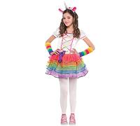 amscan - Girl's Rainbow Unicorn Kids Fancy Dress Costume Age: 3-10 Years