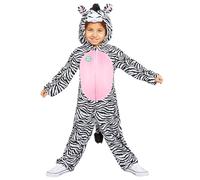 amscan - Girl's Zebra Onesie with Hood Kids Fancy Dress Costume Age: 3-12 Years