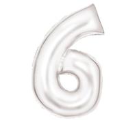 Amscan Globo de papel de aluminio blanco con número 6 de seda N34, 86 cm