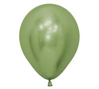 amscan- Globos de látex, Color metallic reflex lime green 50pcs, 30cm, 50 Pcs (20014162)