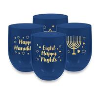 Amscan Hanukkah - Juego de 6 vasos sin tallo, perfectos para celebraciones navideñas, 15.2 onzas, color azul