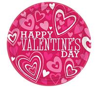amscan Hearts - Platos de postre desechables de papel para fiesta de San Valentín (paquete de 18), color rosa, 7 pulgadas