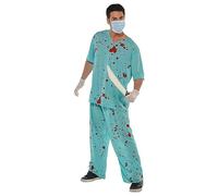 amscan- Halloween Party Horror Cosplay International Disfraz de enfermero de quirófano sanguinario, para Adultos, Unisex, Multicolor, M (841778)
