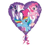Amscan International- Purple Heart Shaped Foil Balloon with Theme-1 Pc Globo de aluminio en forma de corazón morado con tema de My Little Pony, 1 unidad, Multicolor, 43 cm (2479701)
