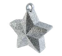 Amscan International- Birthday Balloons Pesas de Globo de Estrella Plateada con Purpurina para decoración de Fiesta, 1 Unidad, Color Glitter Silver, Talla única (114550-18)