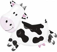 Amscan International- Vaca Sonriente Birthday Balloons Globo de aluminio, Color blanco, 76cm x 71cm (1106301)