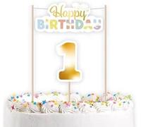 amscan Juego de decoración para tarta de 1º cumpleaños, diseño de arco iris