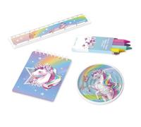 amscan Juego de obsequios de 16 piezas * Unicorn Dreams * para fiestas temáticas y cumpleaños infantiles con bloc de notas, regla, ceras y rompecabezas de laberinto | Unicornio niña arco iris fiesta