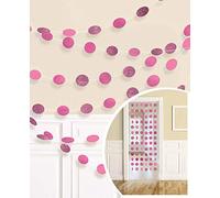 amscan- Kit de decoración de cuerda rosa con diseño de lunares con purpurina, Color, Talla única (10022439)