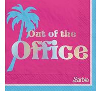 Amscan Malibu Barbie - Servilletas para bebidas estampadas en caliente, 16 unidades