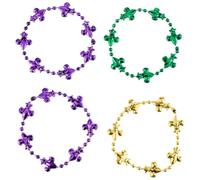 Amscan Mardi Gras Fleur-de-Lis - Pulseras de cuentas para disfraces, accesorio de fiesta, plástico, 8 pulgadas, paquete de 4.