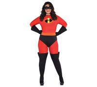 amscan Mrs. Incredible Disfraz de Halloween para mujer, Disney, Los Increíbles, Plus (26-28), con accesorios