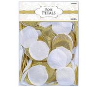 amscan Pétalos de Confeti blanca-300 Piezas, Tela, Dorado/Blanco, 2,5 "