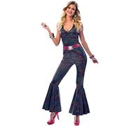 amscan Pieza Disfraz de Diva de Discoteca Brillante con Pantalones Acampanados, Talla 8-10, 1 Unidad, Multicolor, (9903581)
