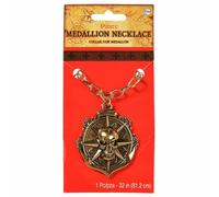amscan- Pirate Compass Medallion Collar, Color dorado, Talla única (846351)