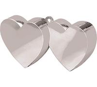 amscan - Plomo para Globo, diseño en Forma de corazón Doble, Color Plateado