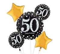 amscan Ramo de globos de aluminio con diseño brillante de 50 cumpleaños, 5 unidades