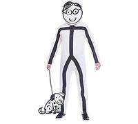 amscan- Stick Man Cartoon Conjunto de Disfraz, Dibujo Animado, Color Blanco, Adult Plus Size (9905097)