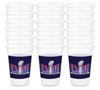 Amscan Super Bowl LVIII - Vasos de plástico reutilizables multicolor de 16 onzas, juego de 25 tazas, 16 onzas