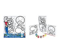 amscan- Super Mario Brothers colorea tu Propio Lienzo, 10 cm x 20 cm, Multicolor, 3 Piezas. Juego (3902649)