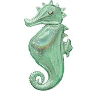Amscan Super Shape 3780001 Mermaid Wishes Seahorse - Globo holográfico, tamaño 50 x 96 cm, volumen 40 litros, globo de helio