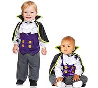 amscan- Tiny Costume-Age Months-1 Pc Disfraz de Drácula para niños de 18 a 24, 1 Unidad, murciélago, Multicolor, 18-24 meses (PDBV18)
