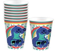 Amscan Vasos de punto multicolor (9 onzas), paquete de 8, vasos temáticos duraderos y reutilizables, perfectos para fiestas infantiles