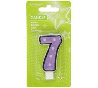 Amscan Vela con Puntos Número 7 para Fiesta de cumpleaños , Morado