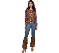 Amscan Vestido Hippie con Flecos para Mujer, Talla 12-14, Multicolor, Paquete de 3
