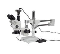 AmScope 3,5 x -45 X simul-focal estéreo Zoom microscopio en Boom Soporte con un anillo de luz y cámara de 5 MP