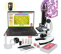 AmScope M40-K-MDM35 IQCREW de 120X 1200X Kids 85+ Piezas Kit de microscopio Premium TEM con cámara a Color, Software Interactivo Apto para niños, Diapositivas preparadas y vacías y más