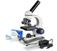 AmScope Microscopio monocular portátil para estudiantes 40X-1000X + 50 diapositivas en blanco
