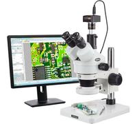 AmScope SM-1TS-144S-M 7X-45X disecci-n Circuito 144-LED Zoom microscopio EST-REO, c-Mara de 1.3MP Digital