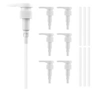 AMSGANK 6 Piezas Bombas Dosificadoras de Jarabe, Cabezales de Bomba Reutilizables Dispensador de Jarabe de Plástico con Tubos Largos para Botellas de Rosca 28/410