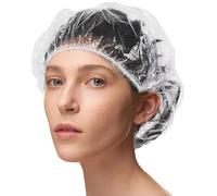 AMSGANK Gorros de Ducha Mujer, 100 Piezas Gorro de Ducha Elástico Gorro de Ducha Transparente Gorro de Ducha Impermeable Adecuado para Salón, Spa, Viajes, Hotel, Ducha, Uso Doméstico