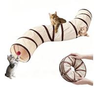 AMSGANK Juguetes de Túnel para Gatos para Interior, Túnel de Juego de 2 Vías en Forma de S Tubo Plegable para Gatos Ideal para Ejercicios de Interior para Gatitos, Conejos, Cobayas (123 x 25 cm)