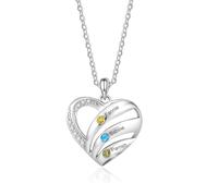 Amsgedhie Collar Personalizado con Piedra natal para Mujer - Colgante de Corazón Grabado con Nombre Collar Mamá, Regalo para Día de la Madre (A-Nombre 3)