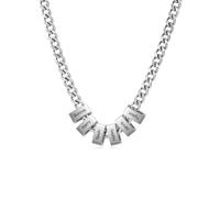 Amsgedhie Collar Personalizado para Hombre con Nombres Grabados Cadena de Acero Inoxidable en Plata, Negro, O ro Regalo para Día del Padre, Navidad (6 Nombre)