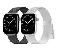 AMSKY 2 Piezas Magnetica Correas Compatible con Correa Apple Watch 44mm 40mm 46mm 42mm 45mm 41mm 38mm 49mm, Metalica Milanese con Doble Imán, para iWatch Series 11 10 9 8 7 6 5 4, SE Ultra 3 2 1