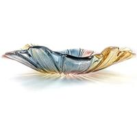 Amslan Bandeja de flores para frutas, Large Clear Glass Serving Plate, Decorative and Colourful Bowl for Dinner, Salad, Snack, Dessert, Wedding, Candy