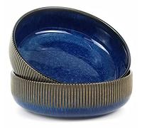 Amslan Porcelain Salad Bowl Ceramic Soup Bowl Large Ramen Bowl Noodle Bowl Cereal Dessert Bowl Oatmeal Bowl Fruit bowl Serving Bowl Blue (Blue.)