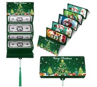 AMSLSIU 10 Piezas Monedero navideño para Guardar Dinero, sobre para Tarjetas de felicitación, Dinero en Efectivo para Fiestas, Tarjetero de Papel Sorpresa C, Verde